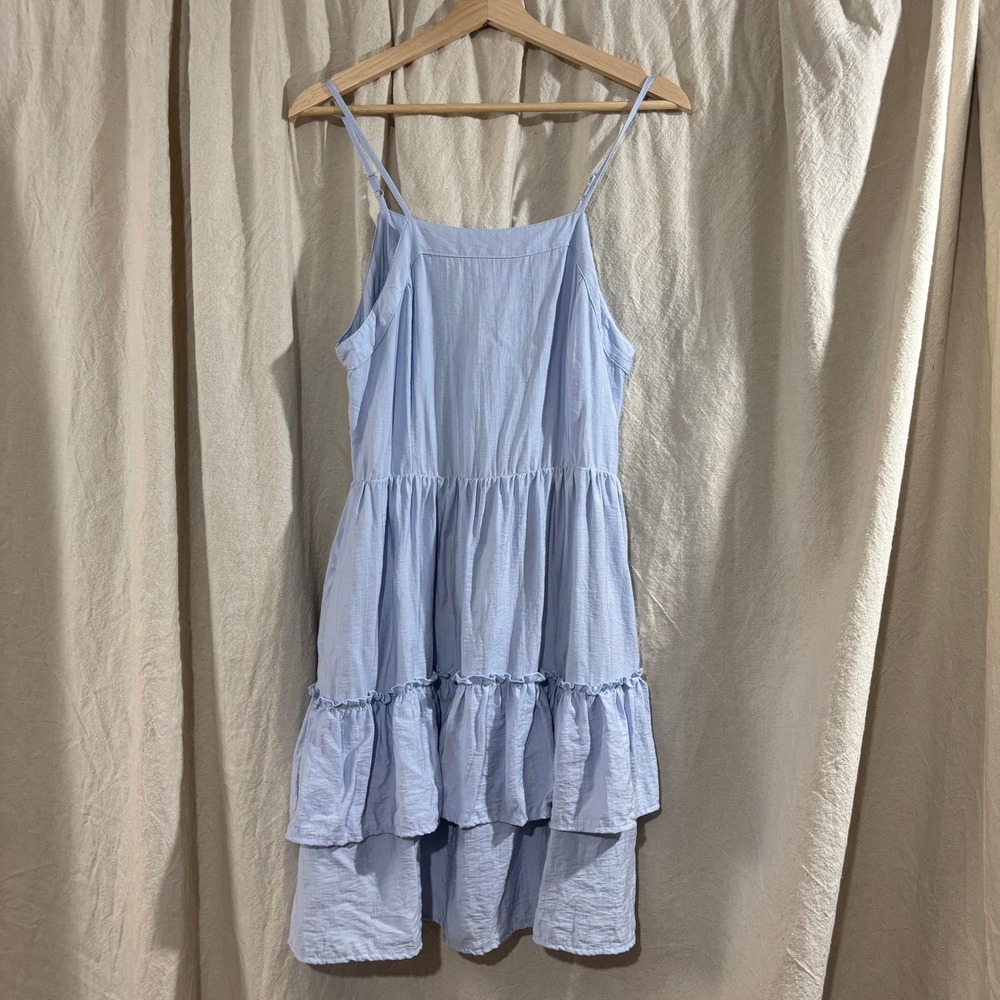 Altar'd State Light Blue Tiered Mini Dress Button Back Sun Dress S# 25837D M